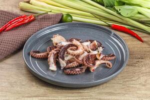 Grilled octopus tentacle sliced appetizer photo