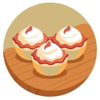 Creamy. Bacon Topped Appetizers on Rustic Wooden Background Delicious Bite-Sized Snacks vector