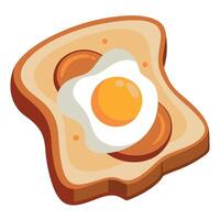 Fried egg with bacon on the slice of bread isolated on transparent background. top view vector