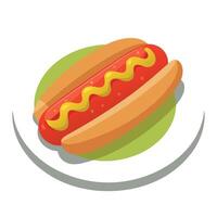 Hot dog in a plate healthy food top view on Isolated transparent background . generated with AI vector