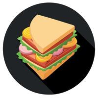 Homemade club sandwich with turkey bacon ham tomato on black surface top view with space for text vector