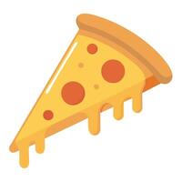 A slice of pizza with a crispy crust and melted cheese. It is isolated on a white background. vector