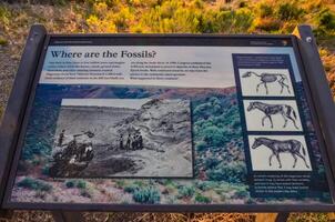 AREGON, USA - MAY 02, 2018 - Information sign Where are the Fossils in Oregon, US photo