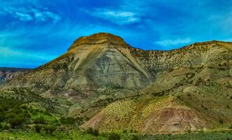 Mountainous landscape, red and yellow mountains in Utah, US photo