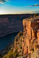 View from Canyon Rim trail in Flaming Gorge Utah National Park of Green River high angle aerial overlook photo