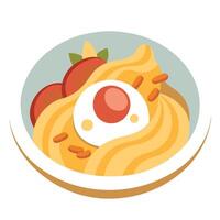 Classic Italian pasta carbonara with bacon egg and cheese Copy space image Place for adding text or vector