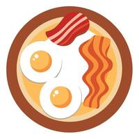 Breakfast Top View. American Breakfast Plate with Fried Eggs and Bacon Isolated on White Background vector