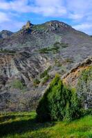 Kara-Dag, view of the mountains of the ancient volcano Karadag, Kurortne, Crimea photo