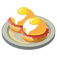 Delicious Eggs Benedict with Poached Eggs. Canadian Bacon. and Hollandaise Sauce on English Muffins vector