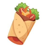 Chicken wraps with bacon tomatoes lettuce cheese Tortilla wraps with various fillings Placed flat on vector