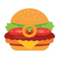 Fast food cheeseburger with onion rings and chicken isolated on white background. text area. vector