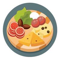 Antipasto platter with salami. cheese and olives . Cold Cut with Copy Space. Food Concept with copy vector