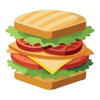 Delicious Avocado and Chicken Club Sandwich with Bacon. Lettuce. and Tomato on Toasted Whole Grain B vector