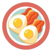 Delicious fried eggs with bacon on a Plate isolated on transparent background Remove . Clipping P vector