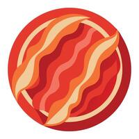 A macro image of a texture of freshly cooked red greasy crispy turkey bacon. Close-up. filling the f vector