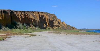 Drought in Ukraine, a drying up reservoir and a dry bottom near the shore of the Tiligul estuary, Ukraine photo