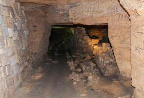 Odessa catacombs, 18th-19th century drawings on the walls photo