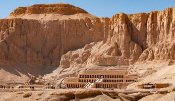 EGYPT, LUXOR - MARCH 01, 2019 archaeological site, Temple of Hapchesut ancient sandstone statues, Egypt photo