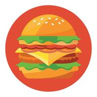 Freshly Assembled Chicken Patty Burger with Layers of Avocado Bacon and Spicy Mayo on Vibrant Backgr vector