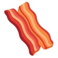 Crispy cooked bacon strips isolated on a transparent white background. showcasing their greasy textu vector