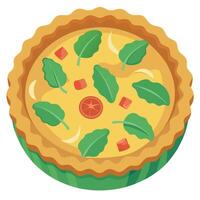 Delicious quiche with crispy bacon. spinach. and cheese in a flaky crust. perfect for brunch or a sa vector