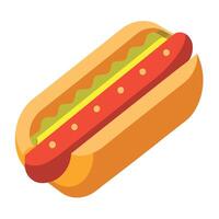 Hot dog with all the toppings flat design front view delicious snack theme 3D render Triadic Color S vector