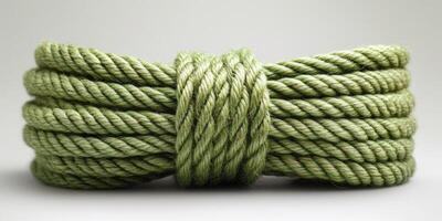 Close-up of Twisted Green Rope with Knot photo