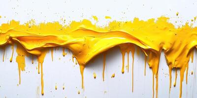 Dripping Yellow Paint on a White Surface photo