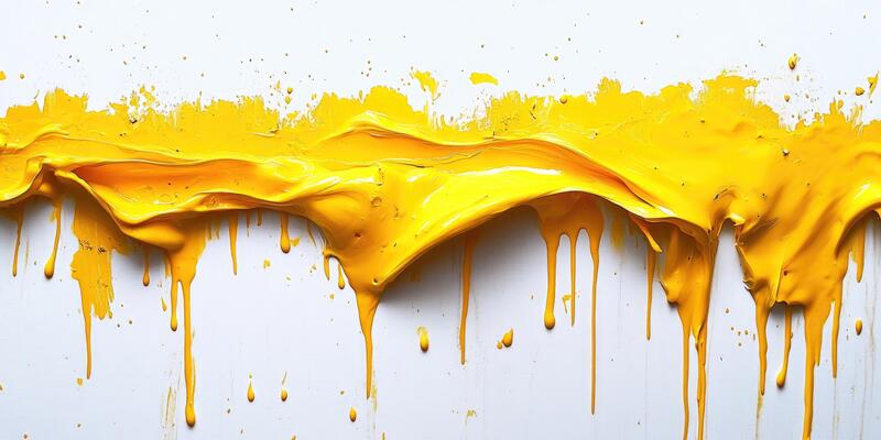 Dripping Yellow Paint on a White Surface