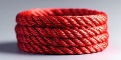 Close-up of a Red Rope Wound into a Circular Shape photo