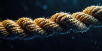 Close-up of a Twisted Brown Rope with a Bokeh Background photo