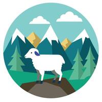 Sheep in the mountains vector