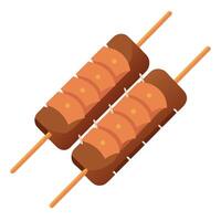 Grilled meat on sticks vector