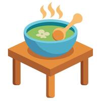 Table with bone broth. vector