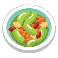 Fresh broad beans Catalan style with ham and bacon. a healthy and nutritious complement to any meal. vector