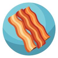 Close-up of crispy bacon strips on a rustic wooden background . bacon. breakfast. food. pork. tasty. vector