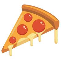 A delicious slice of pepperoni pizza. isolated on a white background. The pizza has a crispy crust. vector