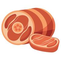 Italian and Spanish bacon. known as panceta curada. with a close-up texture of meat and fat slices. vector
