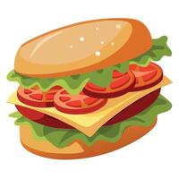 A delicious and hearty bacon. lettuce. and tomato sandwich on a toasted roll. vector