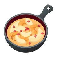 Creamy Chicken and Bacon Pasta Shells in a Skillet. A Delicious and Easy Meal vector