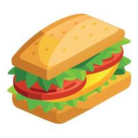 Delicious sandwich set with green salad and vegetables isolated on transparent background. vector