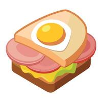 Egg and ham with cheese sandwich isolated on transparent or white background vector