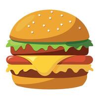 High definition capture of a gourmet burger. layers visible. melting cheese. vector