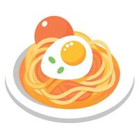 Delicious Plate of Spaghetti Carbonara with Egg Isolated on a Transparent Background vector