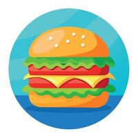 Colorful Burger with beef. lettuce. tomato. cheese. cucumber wih beautiful background vector