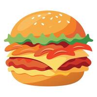 A close-up watercolor painting of a bacon burger with crispy bacon strips. melted cheese. an vector