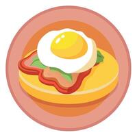 Delicious breakfast of classic egg benedict with bacon on a plate Creative AI vector