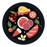 Italian meat and antipasto on black background top view text space available vector