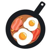 Bacon and eggs sizzling in a skillet. Perfect for breakfast or brunch recipes vector
