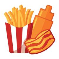 Cheddar and Bacon Fries and Chips on transparent background Remove . Clipping Path vector